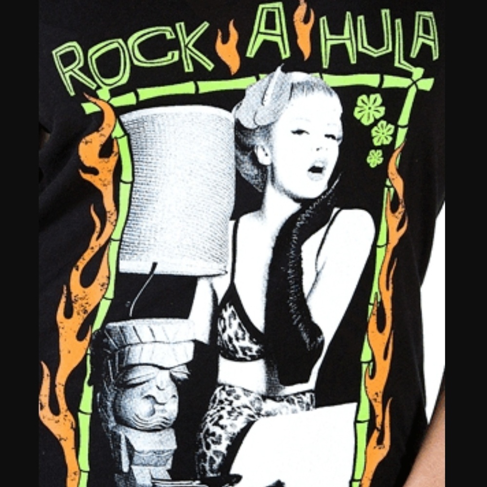 Sourpuss RockAHula Tiki Inspired Top Viva Van Story Pinup Girl Leopard Outfit - Picture 2 of 3